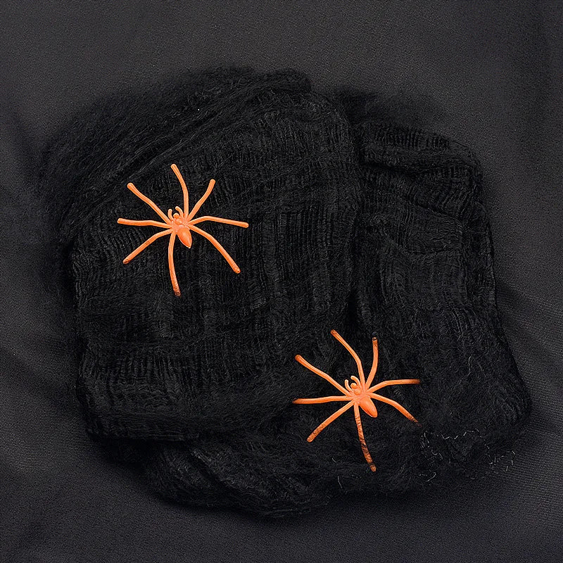 Telaraña blanca para decoraciones de Halloween, telaraña elástica artificial