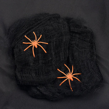 Telaraña blanca para decoraciones de Halloween, telaraña elástica artificial