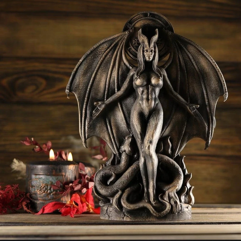 Lilith and Inanna Statue - gothic resin figurine