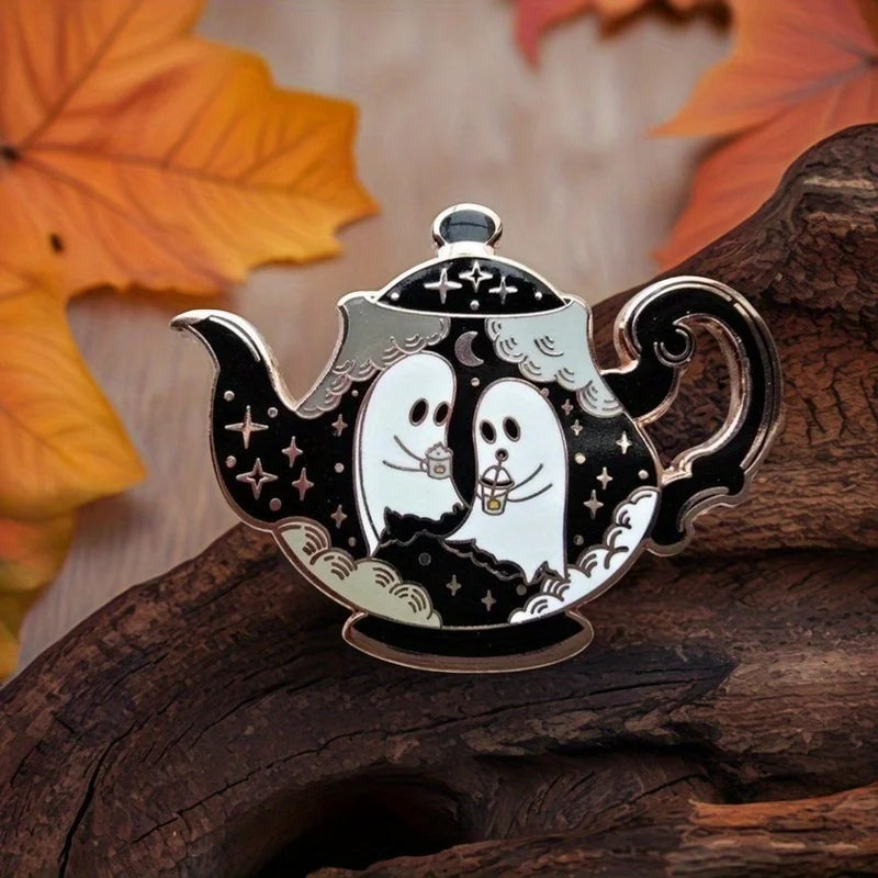 Haunted Teapot Hard Enamel Pin Enchanted Teatime Collection Halloween Gifts