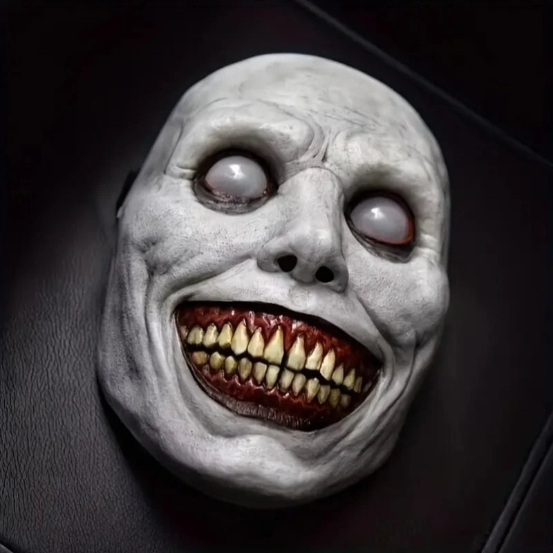 Scary Demon Halloween Mask Creepy White Face Cover Cosplay Prop for Haunted House Horror Party Costume Dress Up