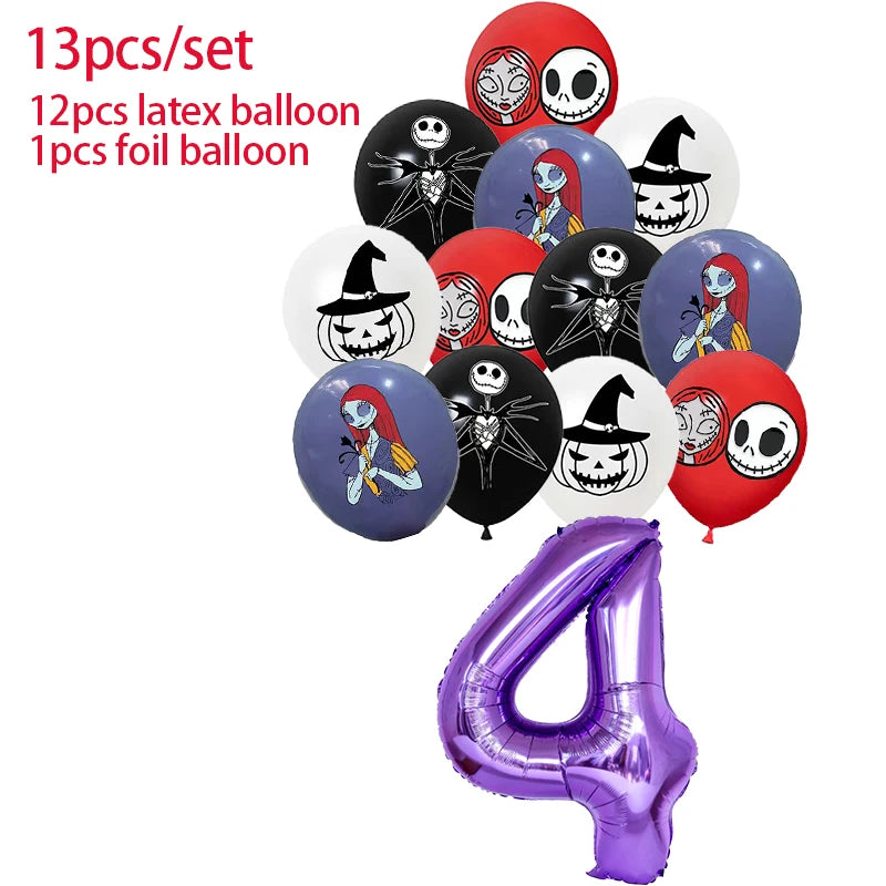 Halloween The Nightmare Before Christmas Birthday Party Decoration Balloon Banner Tableware Cake Topper Party Supplies