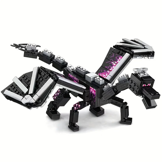 246piezas Bloques de Construcción Modelo Dragón Pixel Negro, Regalos de Halloween, Regalos de Navidad, Regalos de Cumpleaños