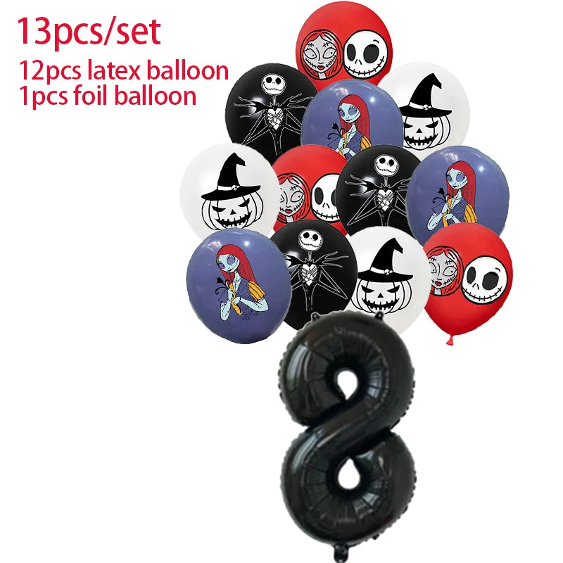 Halloween The Nightmare Before Christmas Birthday Party Decoration Balloon Banner Tableware Cake Topper Party Supplies