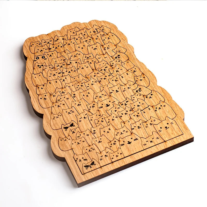 100 Wooden Puzzle Kittens with High Difficulty Level, Perfect for Christmas and Halloween Gifts