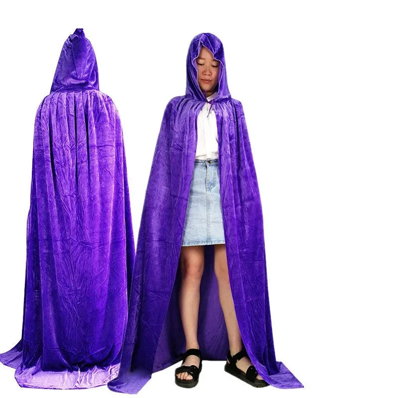 Black Velvet Cloak - adult and kids Halloween cape