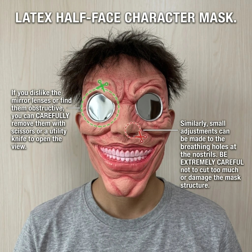 Scary Smile Black Hole Half Face Mask Horror Halloween Cosplay Mask Funny Creepy Party Costume Props Adult Masquerade Masks