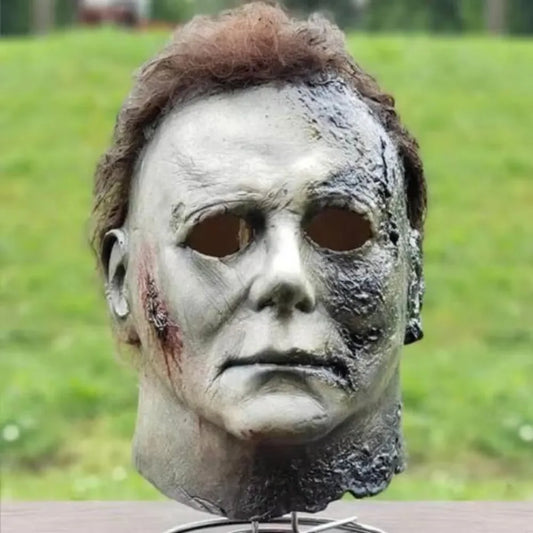 Máscara Halloween Michael Myers Cara Completa Asustadiza Asesino Terrorífica Quemadura Fuego Cicatriz Látex Cosplay Disfraz Fiesta Props Cuchillo