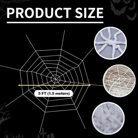Decoración de exteriores de Halloween: telaraña de 1.5 m (5 pies) para pared de casa encantada y terrorífica