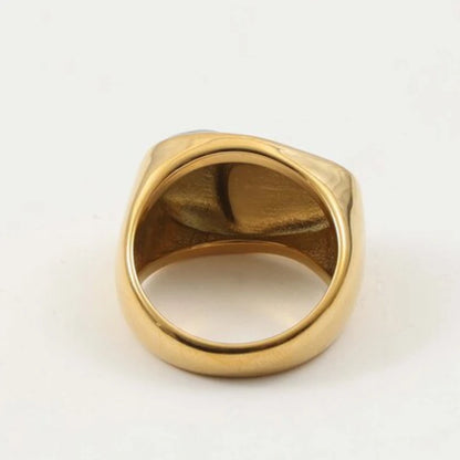 Anillo gótico de dos tonos con forma de cara de acero inoxidable para mujer, regalos de Halloween