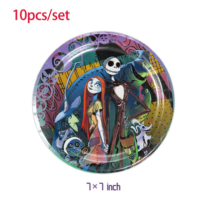 Halloween The Nightmare Before Christmas Birthday Party Decoration Balloon Banner Tableware Cake Topper Party Supplies