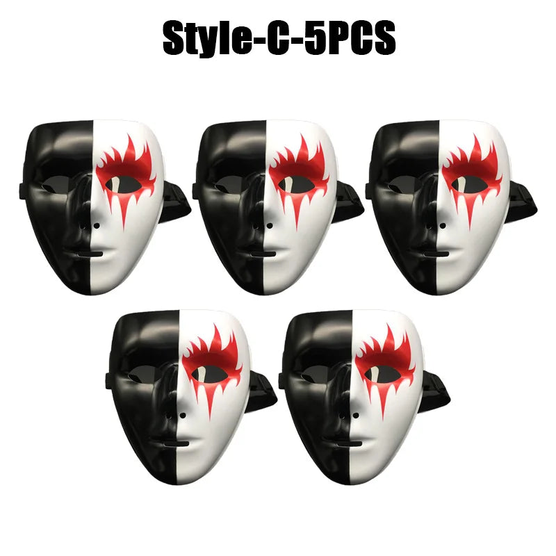 1-10PCS Hand Painted Halloween Masquerade Mask Full Face Scary Party Costume Props for Cosplay Carnival Role Play Festival