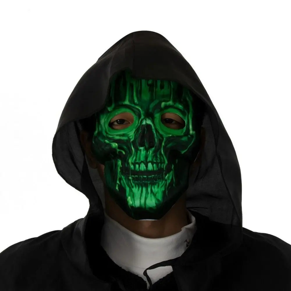 Full Face Halloween Skeleton Mask Luminous Funny Scary Skull Headgear Easy To Wear Spooky Party Cosplay Mask Cosplay