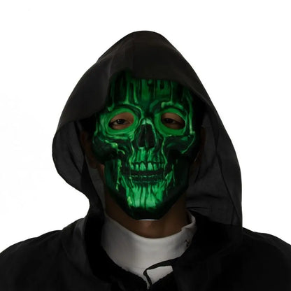 Full Face Halloween Skeleton Mask Luminous Funny Scary Skull Headgear Easy To Wear Spooky Party Cosplay Mask Cosplay