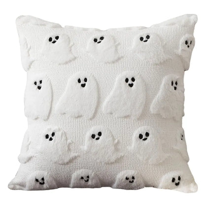 Funda de almohada suave de terror de murciélago fantasma de calabaza de dibujos animados