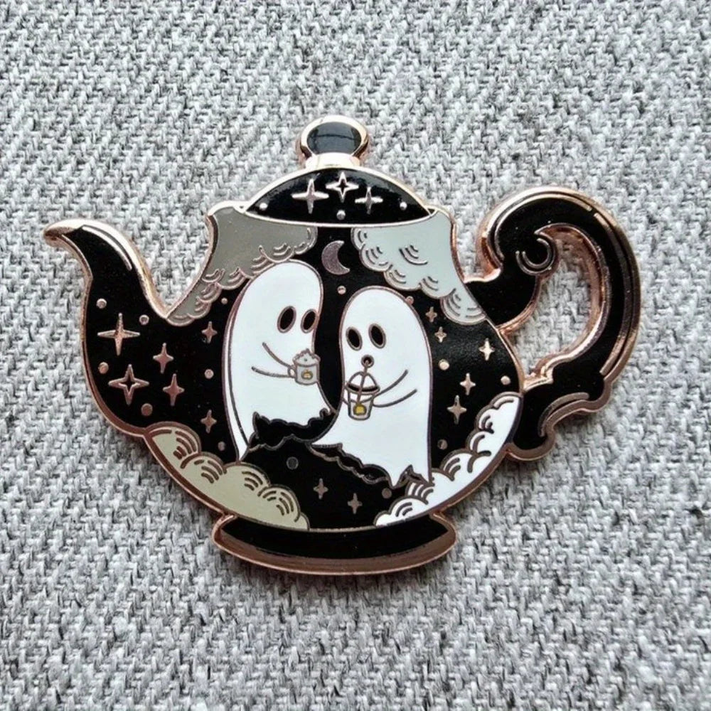 Haunted Teapot Hard Enamel Pin Enchanted Teatime Collection Halloween Gifts