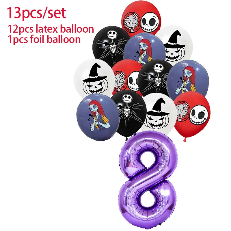 Halloween The Nightmare Before Christmas Birthday Party Decoration Balloon Banner Tableware Cake Topper Party Supplies