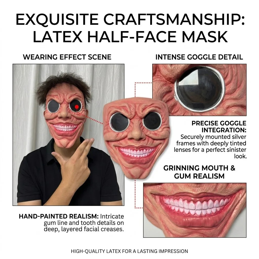 Scary Smile Black Hole Half Face Mask Horror Halloween Cosplay Mask Funny Creepy Party Costume Props Adult Masquerade Masks