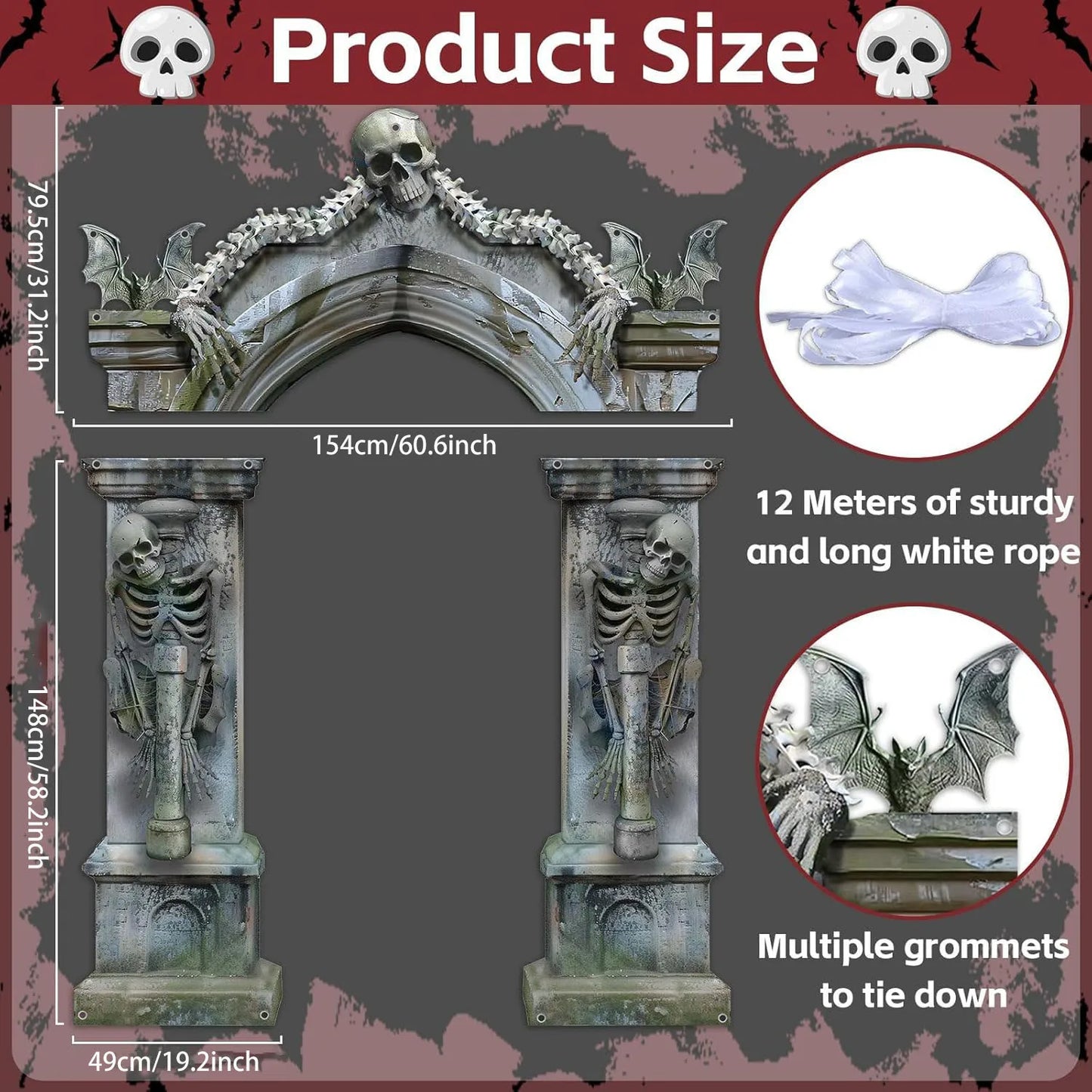 Skeleton Graveyard Decorations - Halloween door banner