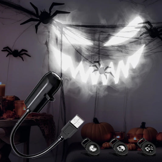 Luz de proyección USB con temática de Halloween, lámpara de proyección de techo para interiores, luz ambiental de pared, luz decorativa para vacaciones, ajustable