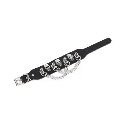 Fashion, Personality, Domineering Skull, Rivet, Punk Street Accessories, Pu Leather Bracelets, Halloween Gifts