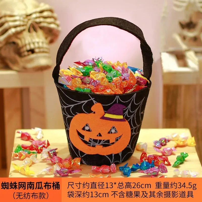 Halloween Theme Candy Bucket Bag Portable Candy Basket Kids Trick or Treat Bucket Halloween Party Decoration Supplies