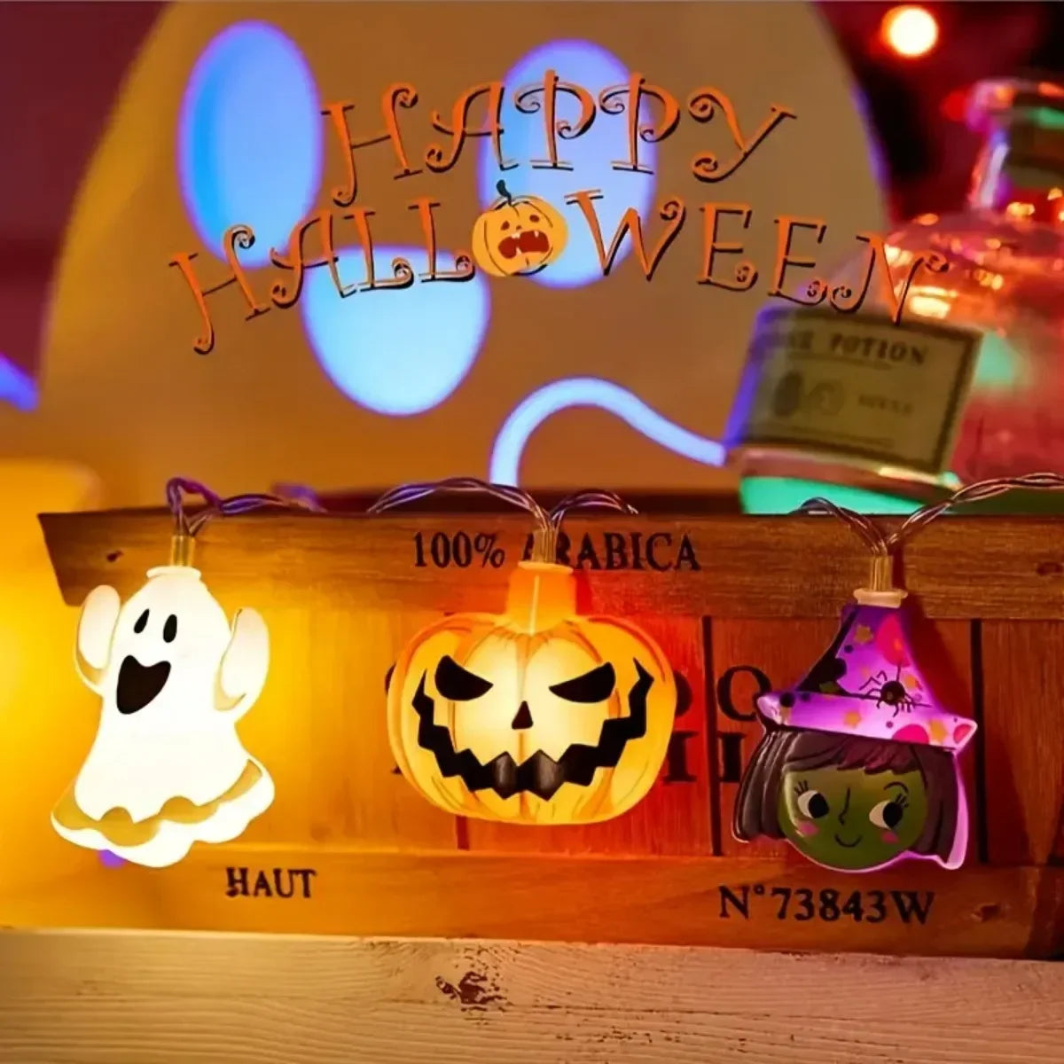 10/20/40 LED Halloween Light String Mummy Pumpkin Ghost Lantern String Ghost Festival Supplies Happy Halloween Party Decor