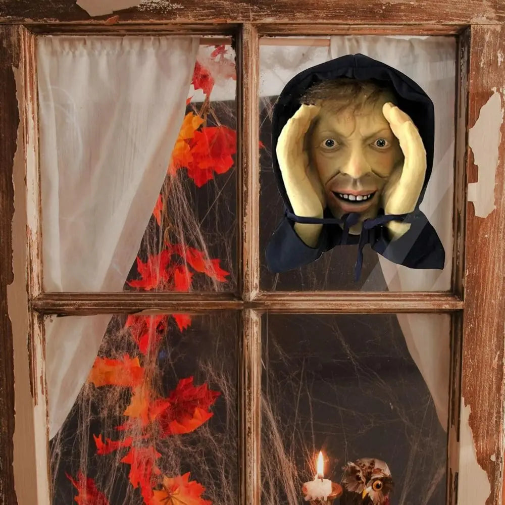 PVC Scary Peeper Freak Sticker Indoor And Outdoor Spooky House Party Scares Window Sticker Window Hanging Mask