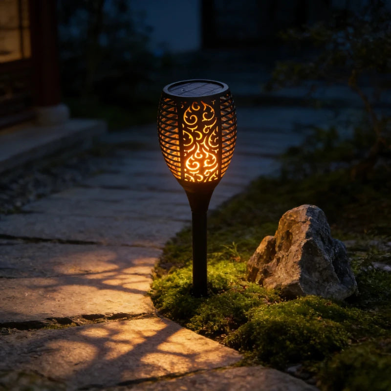 Halloween Decorations 12LEDSolar Flame Light Outdoor Waterproof 12LEDs Torches Landscape Lamp for Outdoor Courtyard Garden Yard