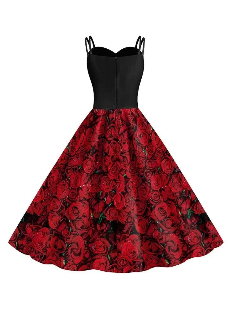 Skull Print Goth Dress - halter Halloween party dress