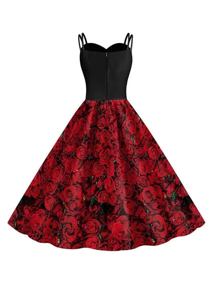 Skull Print Goth Dress - halter Halloween party dress