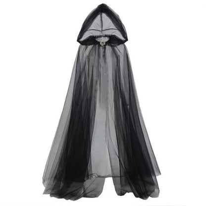 Ghost Costume Hooded Cloak - witch long dress outfit