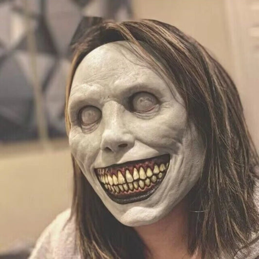 Máscara de Halloween de demonio aterrador, cubierta facial blanca espeluznante, accesorio de cosplay para casa encantada, fiesta de terror, disfraz