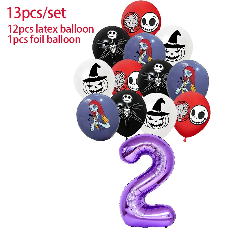 Halloween The Nightmare Before Christmas Birthday Party Decoration Balloon Banner Tableware Cake Topper Party Supplies
