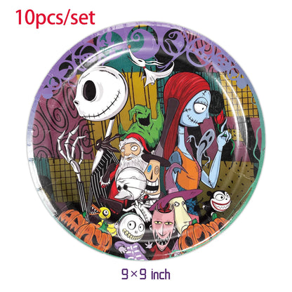 Halloween The Nightmare Before Christmas Birthday Party Decoration Balloon Banner Tableware Cake Topper Party Supplies
