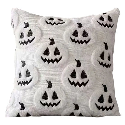 Funda de almohada suave de terror de murciélago fantasma de calabaza de dibujos animados