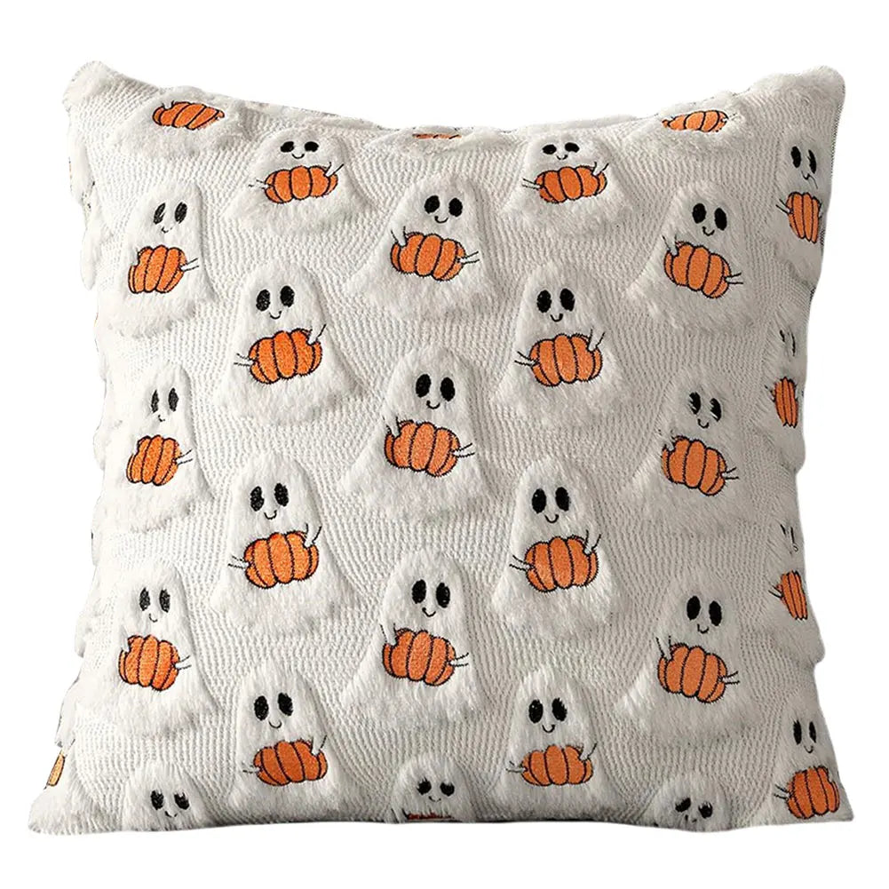 Funda de almohada suave de terror de murciélago fantasma de calabaza de dibujos animados