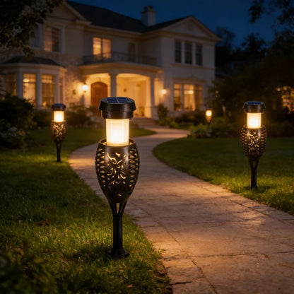 Halloween Decorations 12LEDSolar Flame Light Outdoor Waterproof 12LEDs Torches Landscape Lamp for Outdoor Courtyard Garden Yard