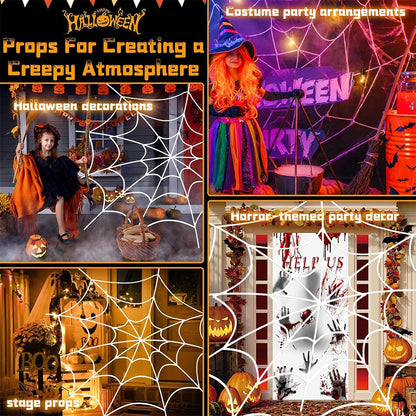Decoración de exteriores de Halloween: telaraña de 1.5 m (5 pies) para pared de casa encantada y terrorífica