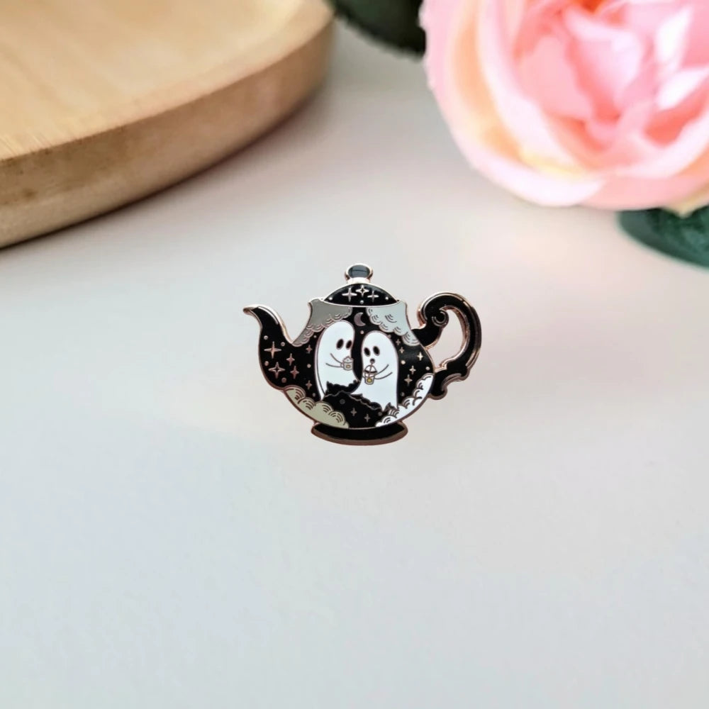 Haunted Teapot Hard Enamel Pin Enchanted Teatime Collection Halloween Gifts