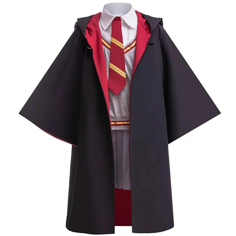 Disfraz de cosplay para niñas, top a rayas + capa, traje casual, carnaval, Halloween, cumpleaños, vestido de escuela de magia