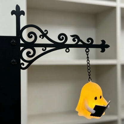 Halloween Hanging Ghost Reading Book Night Light Warm LED Wall Decor Lamp Cute Spooky Ghost Lantern Bedroom Book Ambient Light