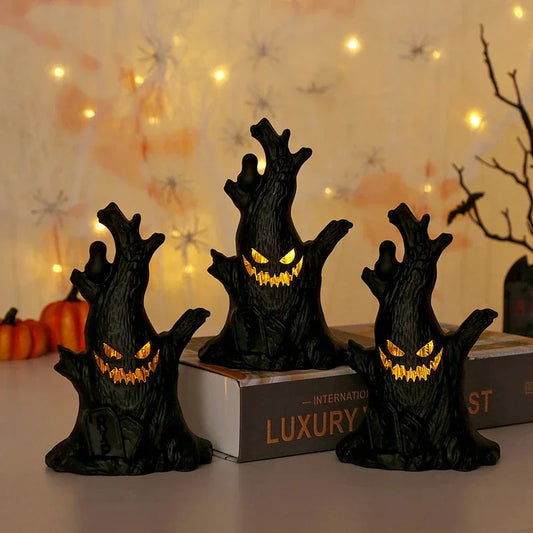 Decoración de Halloween Árbol Fantasma Led Noche Brillante Linterna Fantasma Linterna de Muñeco Fantasma Linterna de Tronco de Árbol Cara Fantasma Festival de Ambiente Decoración de Terror