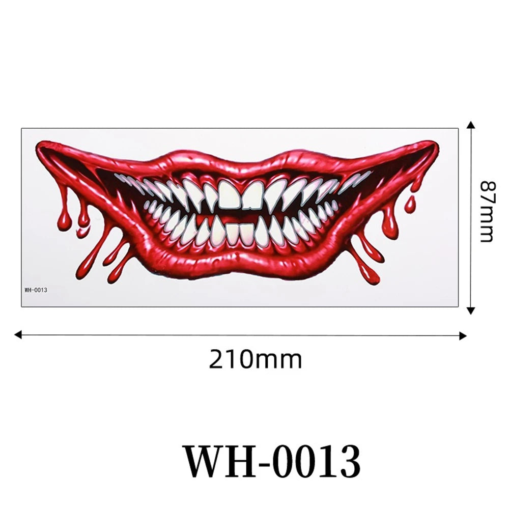 Big Mouth Tattoo Stickers 3D Creepy Lip & Body Decals for Party Makeup Horror DIY Fake Wounds & Scars For Halloween Party Tool