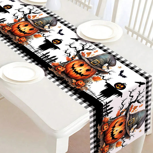 Camino de mesa de Halloween Decoración de fiesta de Halloween Regalos para niños Camino de mesa de calabaza y fantasma espeluznante Suministros para fiesta de truco o trato