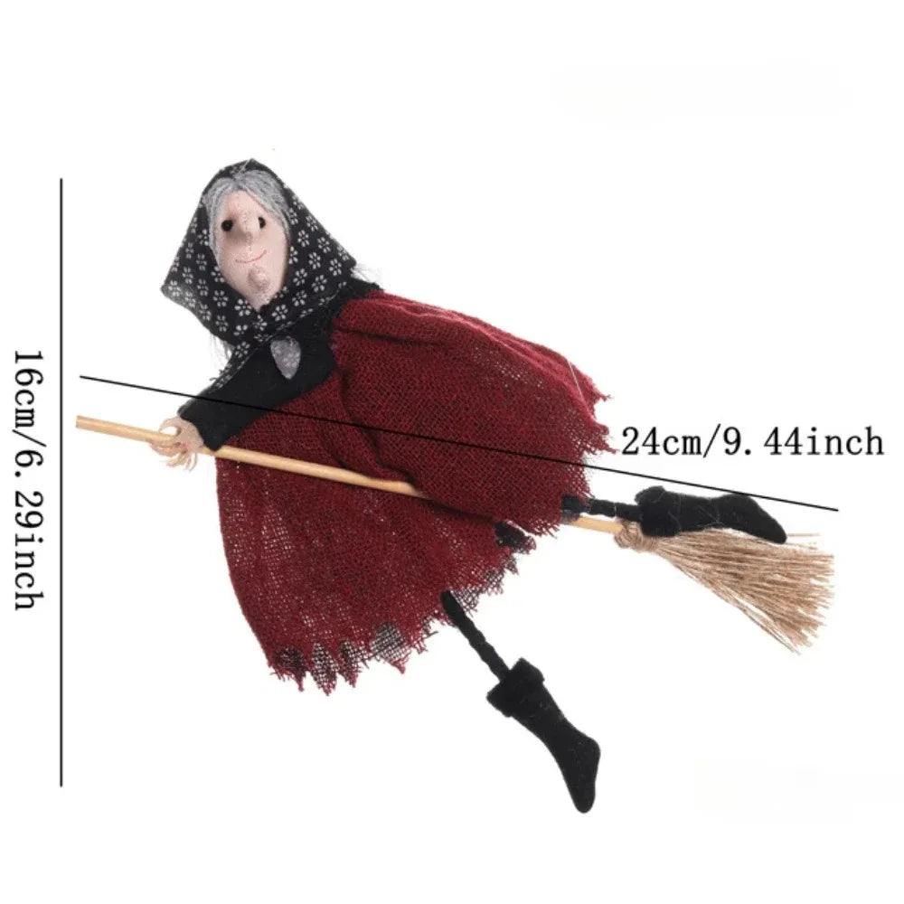 Hanging Witch Decoration - cute broom Halloween decor