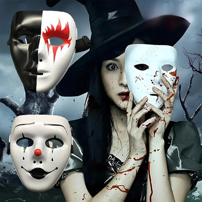 1-10PCS Hand Painted Halloween Masquerade Mask Full Face Scary Party Costume Props for Cosplay Carnival Role Play Festival