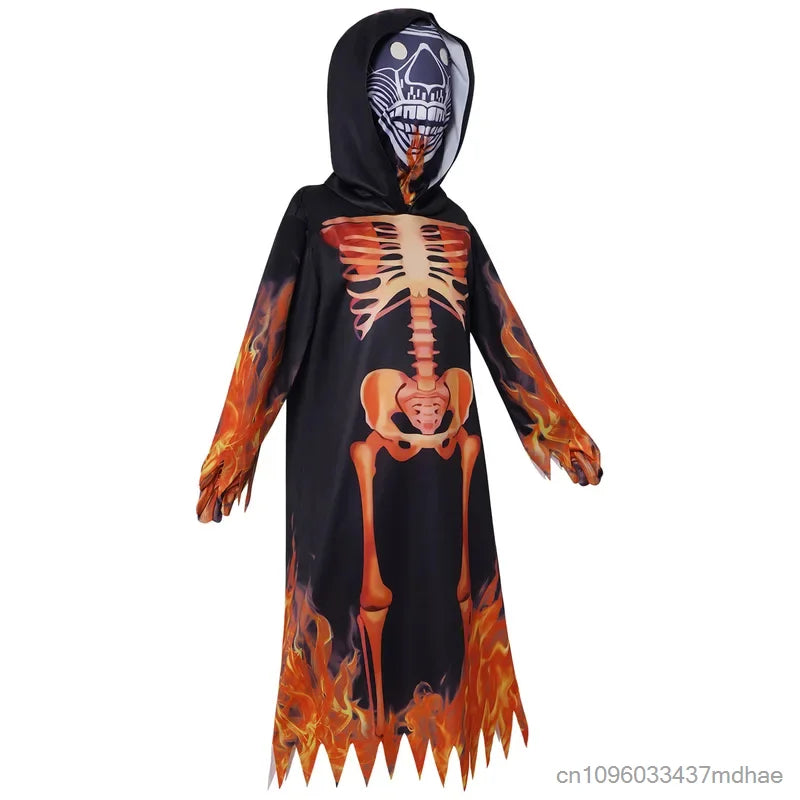 Skeleton Ghost Robe Costume - scary skull cosplay