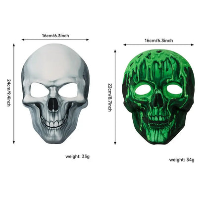 Full Face Halloween Skeleton Mask Luminous Funny Scary Skull Headgear Easy To Wear Spooky Party Cosplay Mask Cosplay