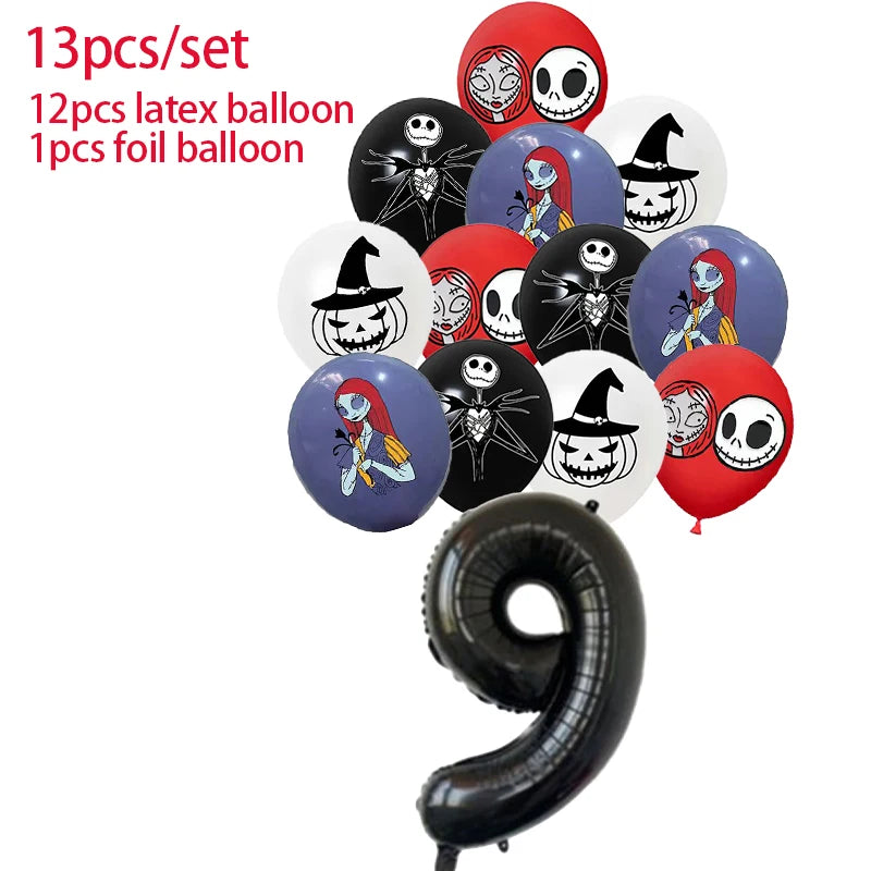 Halloween The Nightmare Before Christmas Birthday Party Decoration Balloon Banner Tableware Cake Topper Party Supplies